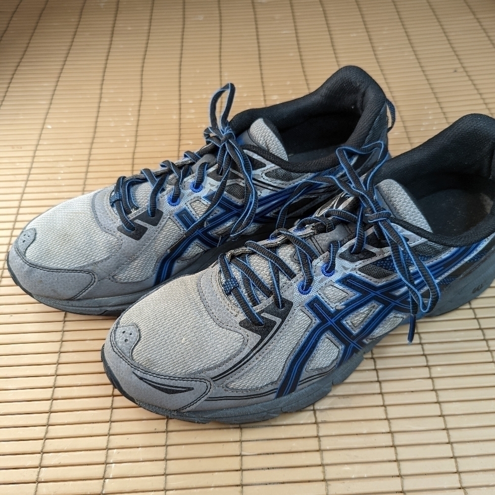 Asics Gel Venture 6 men's Sz 14 Shoe Trail Running Gray Grey Blue T7G3N Sneaker